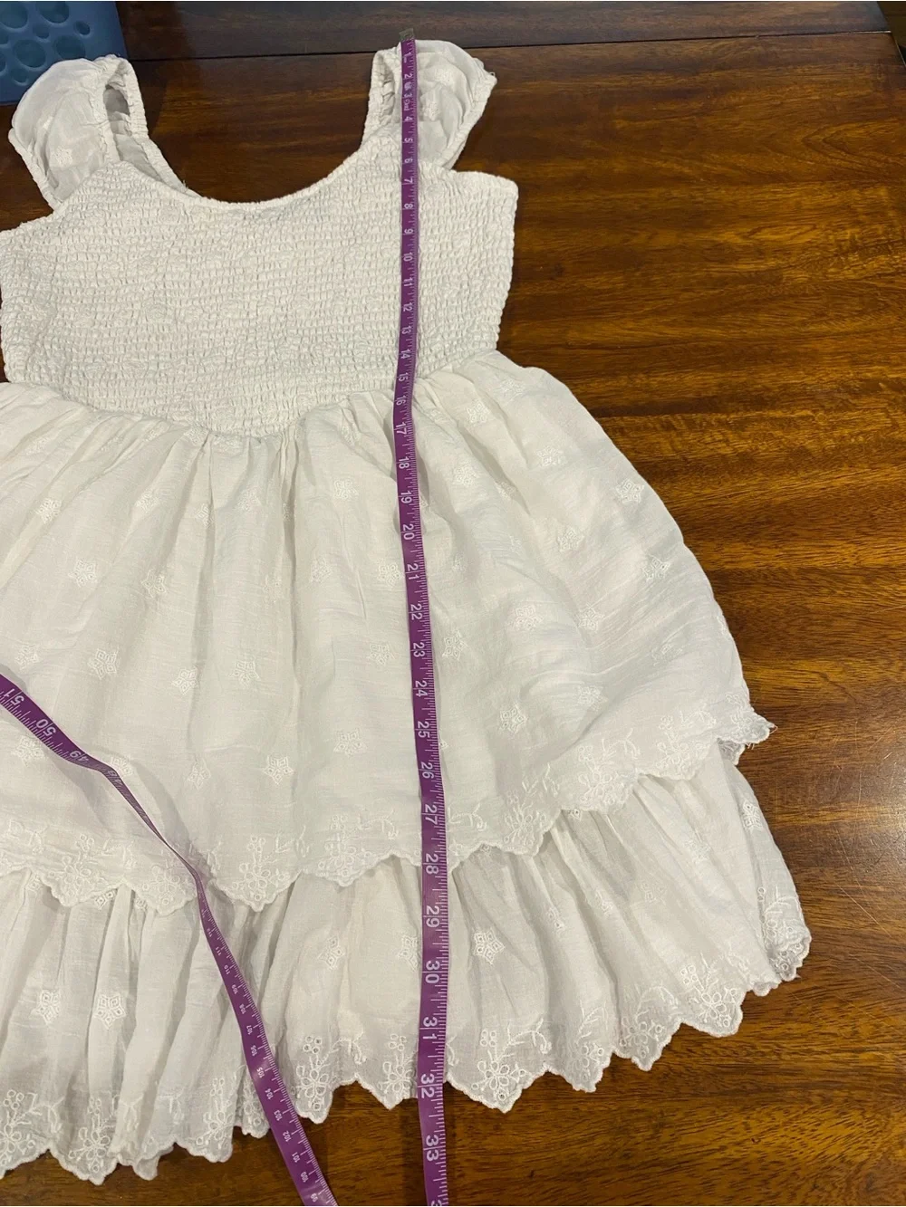 American Eagle Short Embroidered Honeycomb Dress Puff Sleeves sz medium smocked